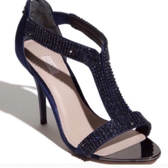 Glint devyn black with mini rhinestone strappy heels - Picture 1 of 4